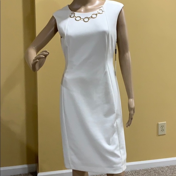 Calvin Klein Dresses & Skirts - Calvin Klein ivory dress with gold hardware